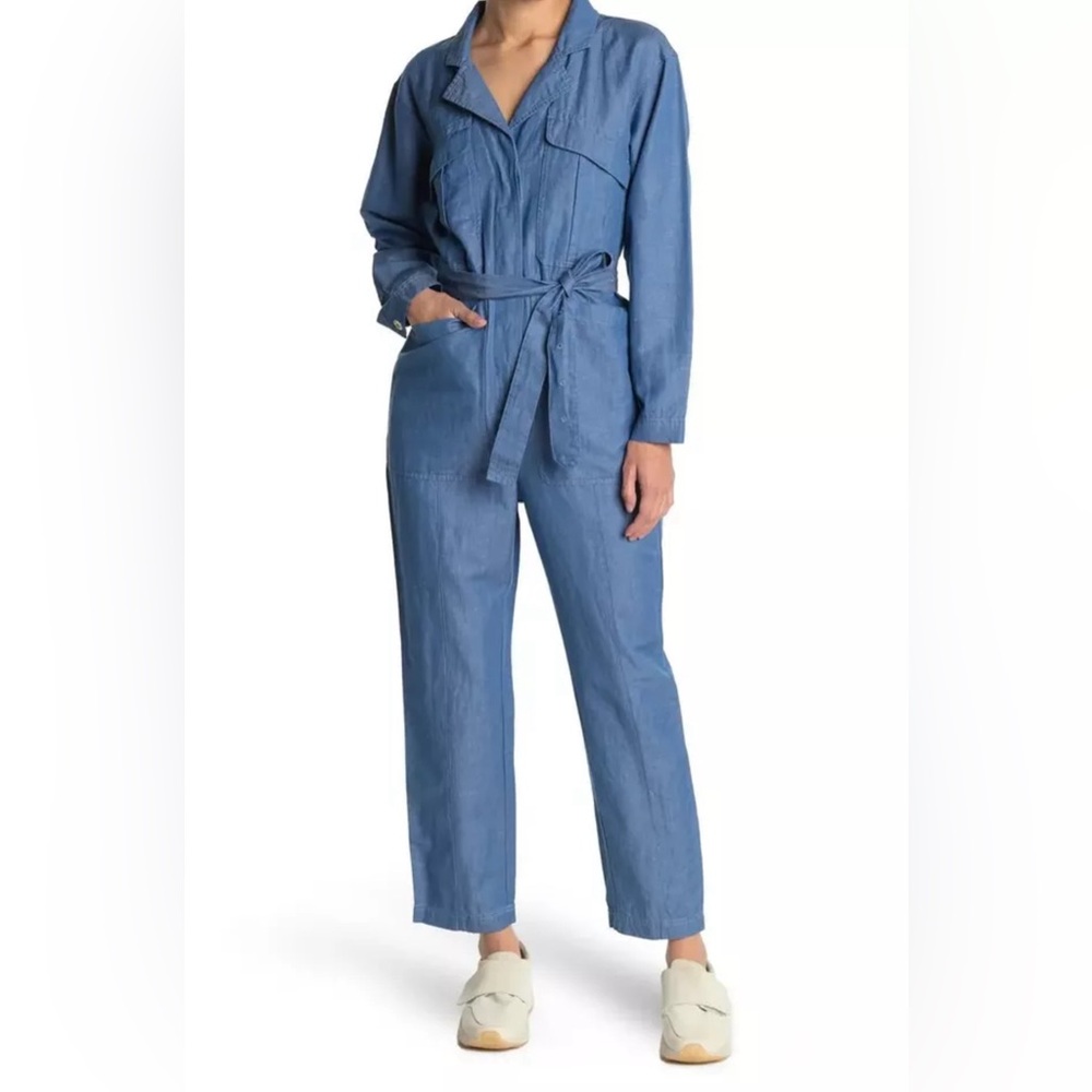 ALEX MILL EXPEDITION LINEN COTTON BLEND JUMPSUIT BLUE SMALL